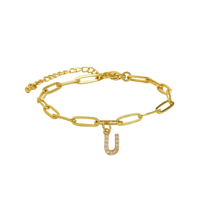 BowLift | Dainty Paperclip Letter Initial Bracelet
