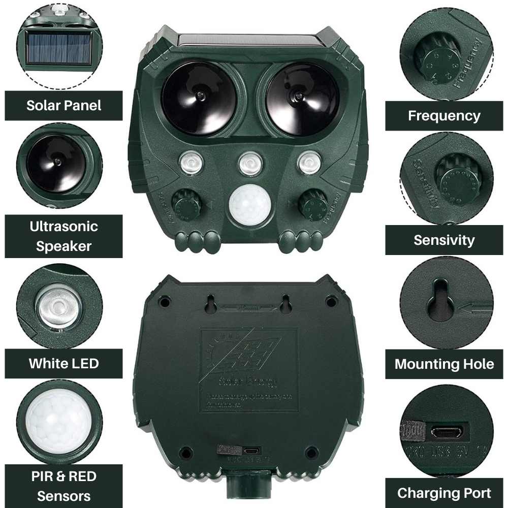 BowLift | Ultrasonic Cat Repellent Ultrasound and Noise Sonar Repellent Deterrent for Cat, Fox, Rat, Squirrel and Dog