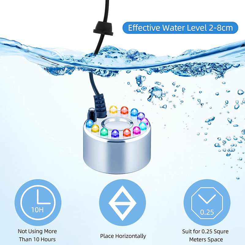 BowLift | Ultrasonic Mist Maker 2pcs Sprayer Small Ultrasonic Smoke Machine Fountain Halloween Cauldron Sprayer Water Garden Pond Sprayer Air Humidifier with 12 LED Lights Flashing for Party