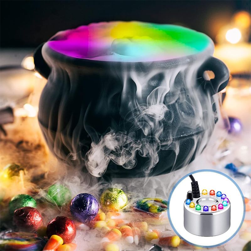 BowLift | Ultrasonic Mist Maker 2pcs Sprayer Small Ultrasonic Smoke Machine Fountain Halloween Cauldron Sprayer Water Garden Pond Sprayer Air Humidifier with 12 LED Lights Flashing for Party
