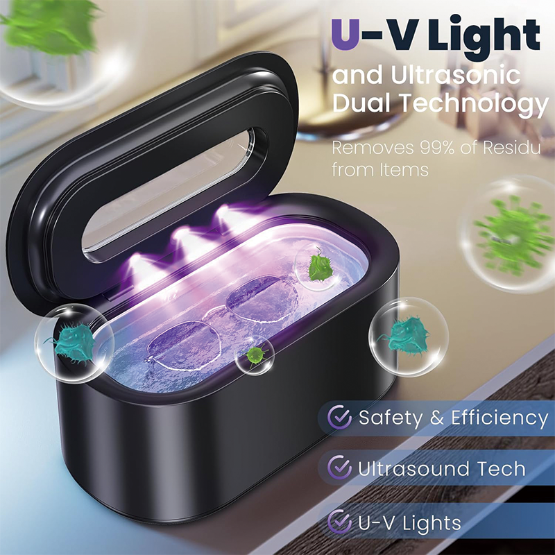 BowLift | Ultrasonic Cleaner, 48Khz 12oz Professional Ultrasonic Cleaner for Eyeglasses, Rings, Necklaces, Watches, Dentures