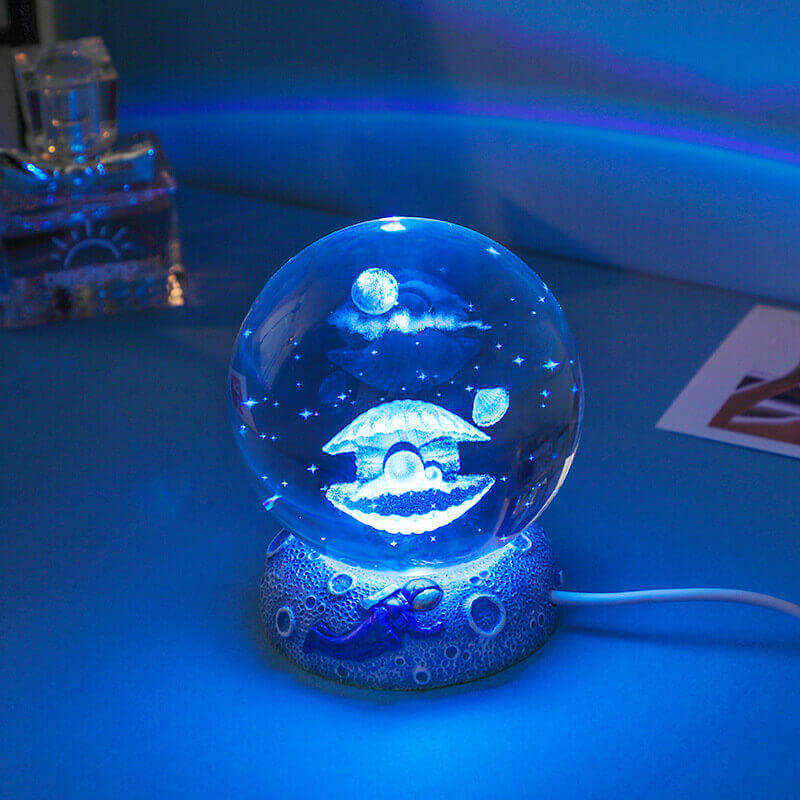 BowLift | AquaGlobe Crystal Ball Night Light | Underwater World LED Lamp | Mood Light & Decor for Home