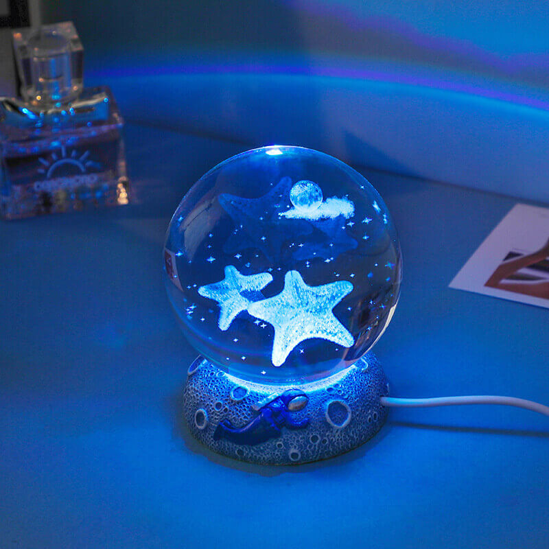 BowLift | AquaGlobe Crystal Ball Night Light | Underwater World LED Lamp | Mood Light & Decor for Home
