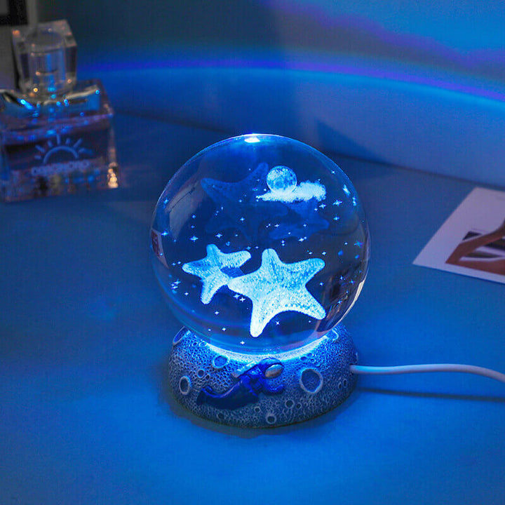BowLift | AquaGlobe Crystal Ball Night Light | Underwater World LED Lamp | Mood Light & Decor for Home