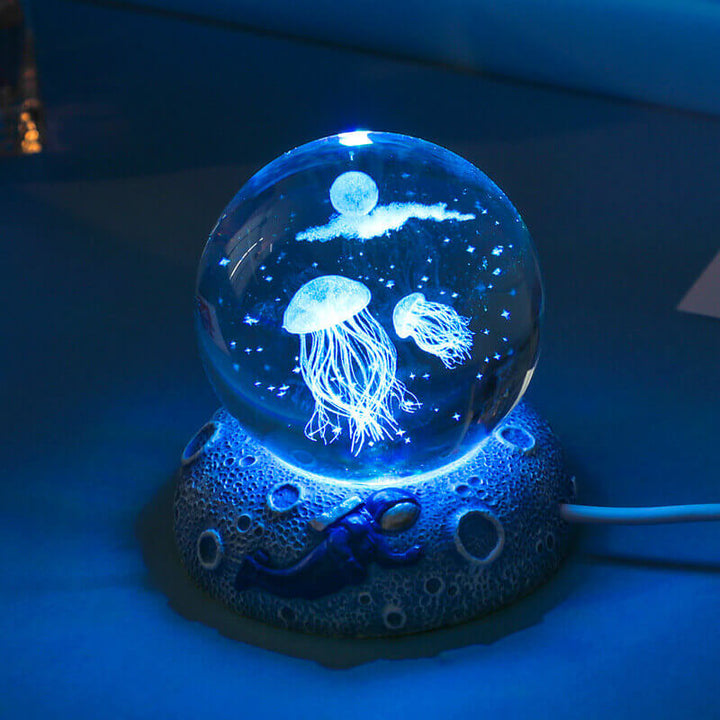 BowLift | AquaGlobe Crystal Ball Night Light | Underwater World LED Lamp | Mood Light & Decor for Home