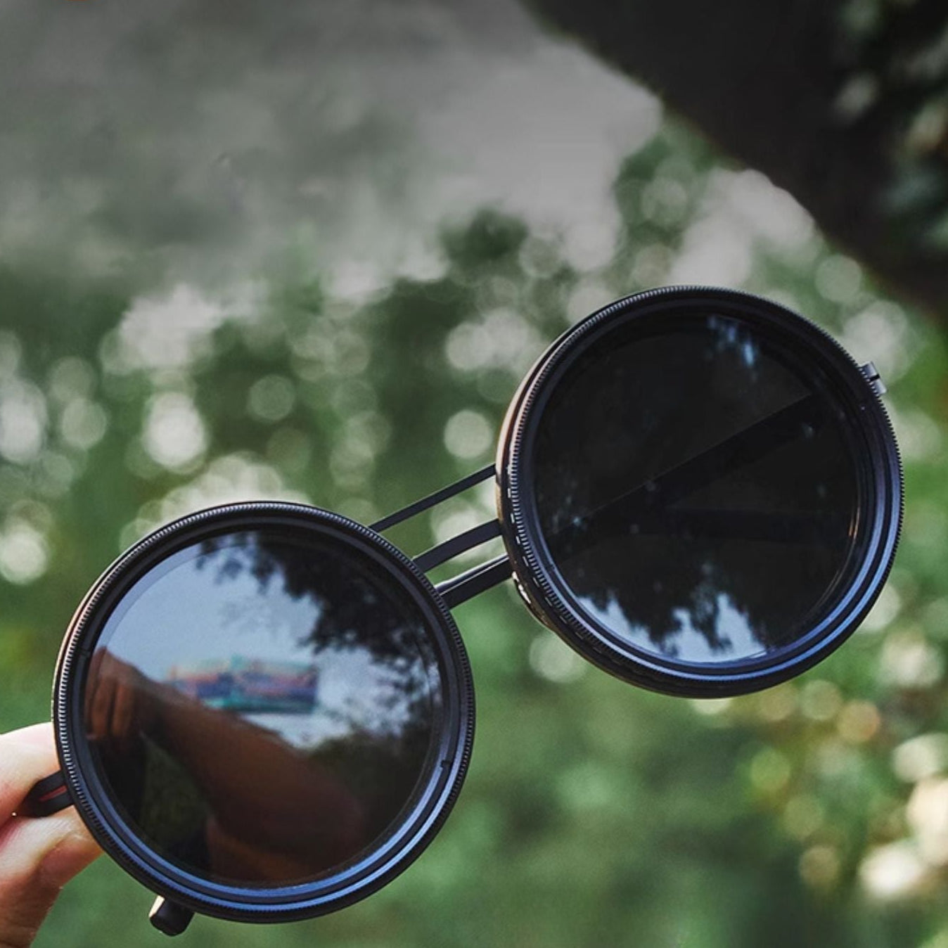 BowLift | Unisex Round Polarised Sunglasses – Adjustable Light Reduction – Premium Metal Frame