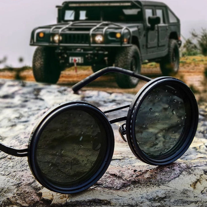 BowLift | Unisex Round Polarised Sunglasses – Adjustable Light Reduction – Premium Metal Frame