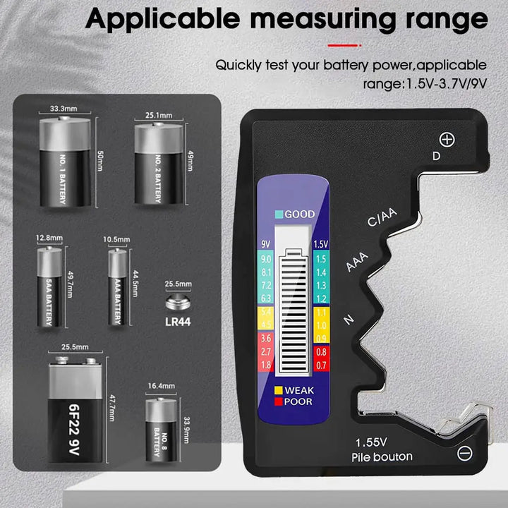 BowLift | Universal Battery Tester – Quick Test for AA, AAA, 9V & Button Cells