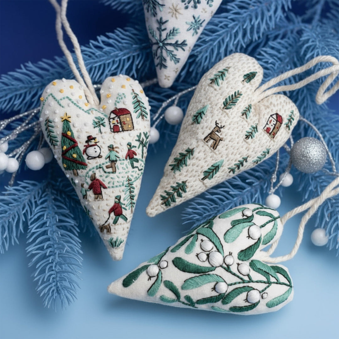 DIY Christmas Ornament Kit – Heart-Shaped Hand Embroidery Craft Bowlift