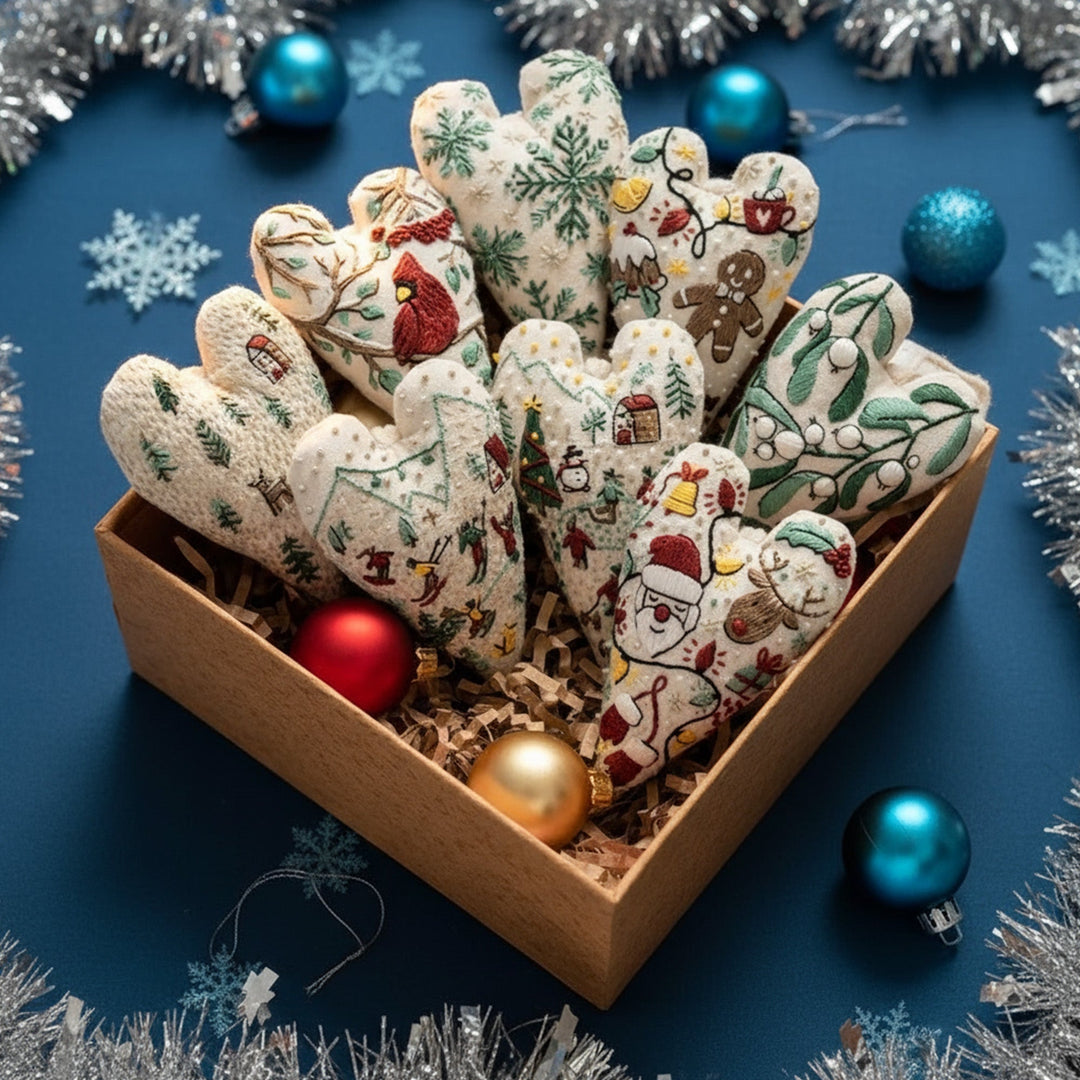 DIY Christmas Ornament Kit – Heart-Shaped Hand Embroidery Craft Bowlift