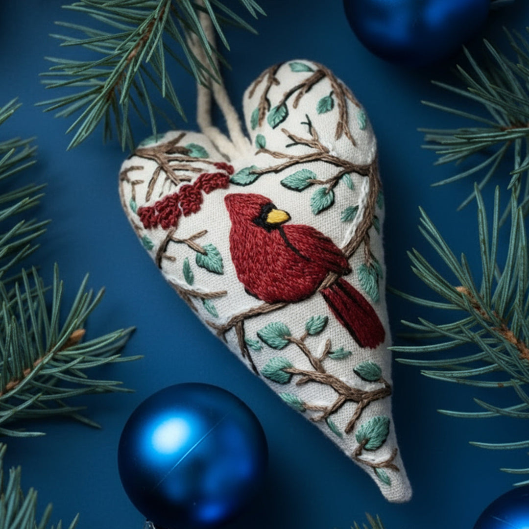 DIY Christmas Ornament Kit – Heart-Shaped Hand Embroidery Craft Bowlift