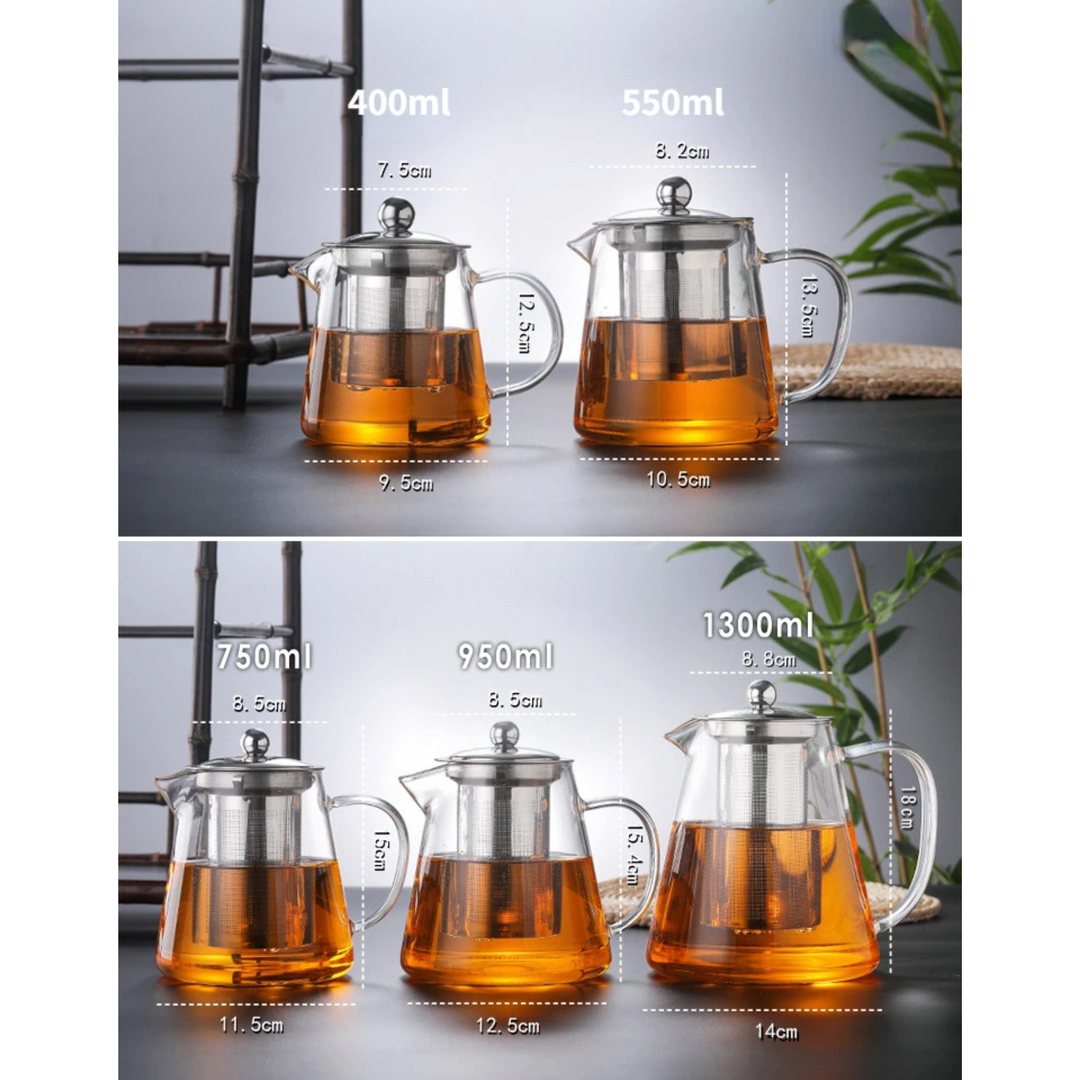 Heat-resistant tea set made of borosilicate glass – with filter | Ideal for brewing flower tea | Bowlift