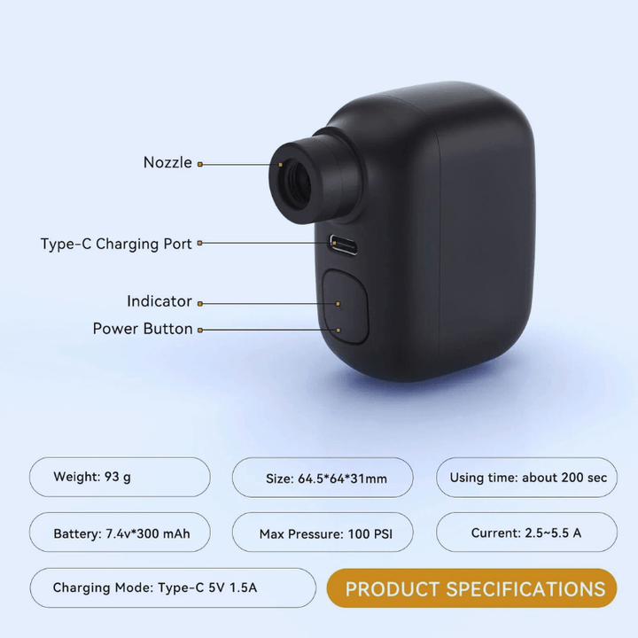 BowLift | Portable bike pump with 100 PSI & USB-C