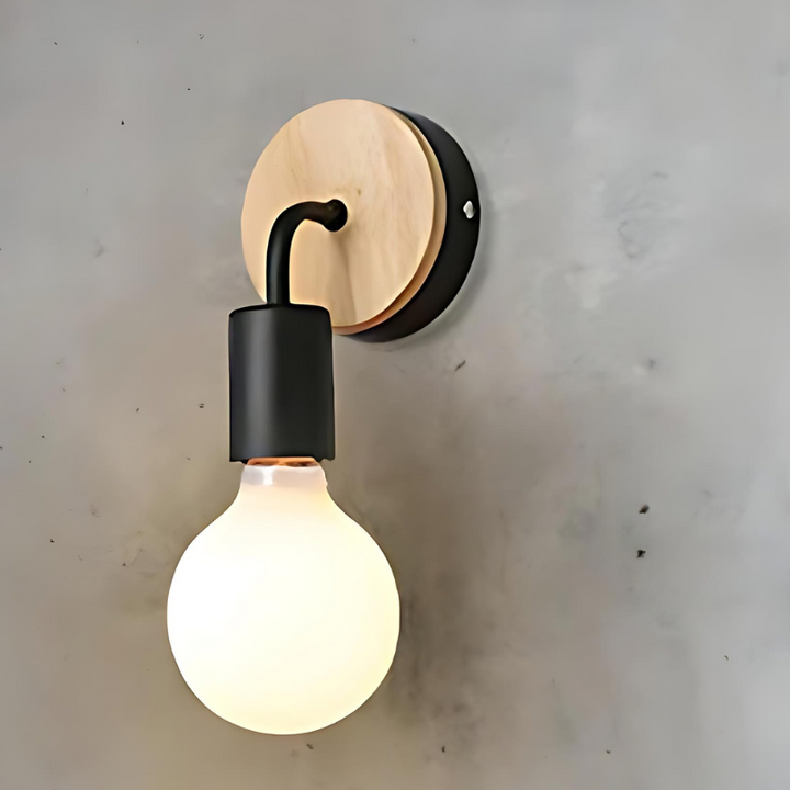 LumiEra - Elegant wall lamp made of iron and wood in Nordic style | Bowlift