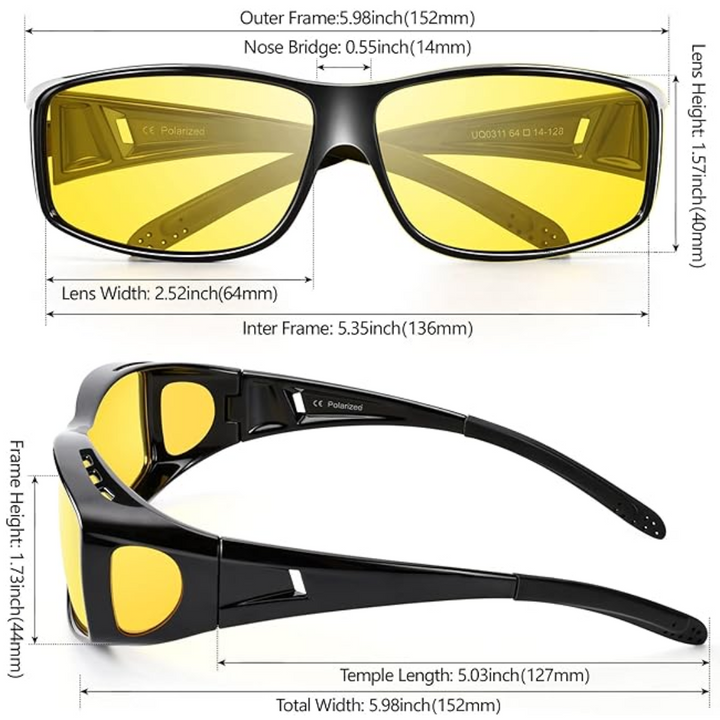 BowLift | Jeremy Night Vision Polarised Driving Glasses – Anti-Glare Glasses for Safer Night Driving
