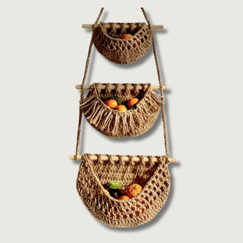 BowLift | BohoHaven - Woven Wall Basket with 6 Hooks