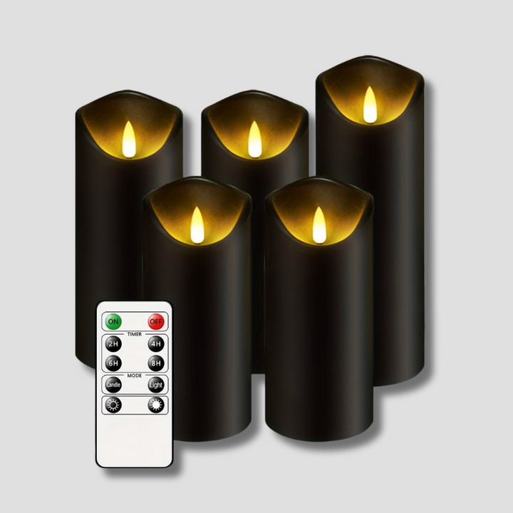 BowLift | MystiFlame - 5-Piece LED Candle Set with Black Finish