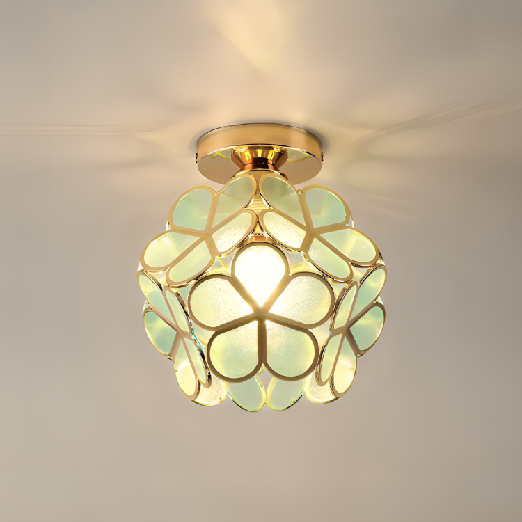 BowLift | PetalLume – Retro Glass Ceiling Lamp with Flowers