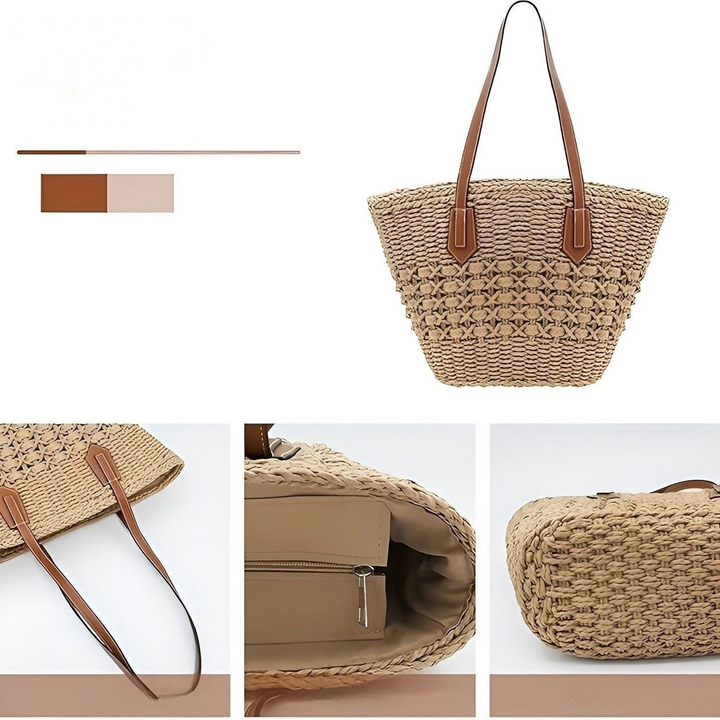 Straw beach bag – Large capacity & lightweight | Perfect for shopping and vacation | Bowlift