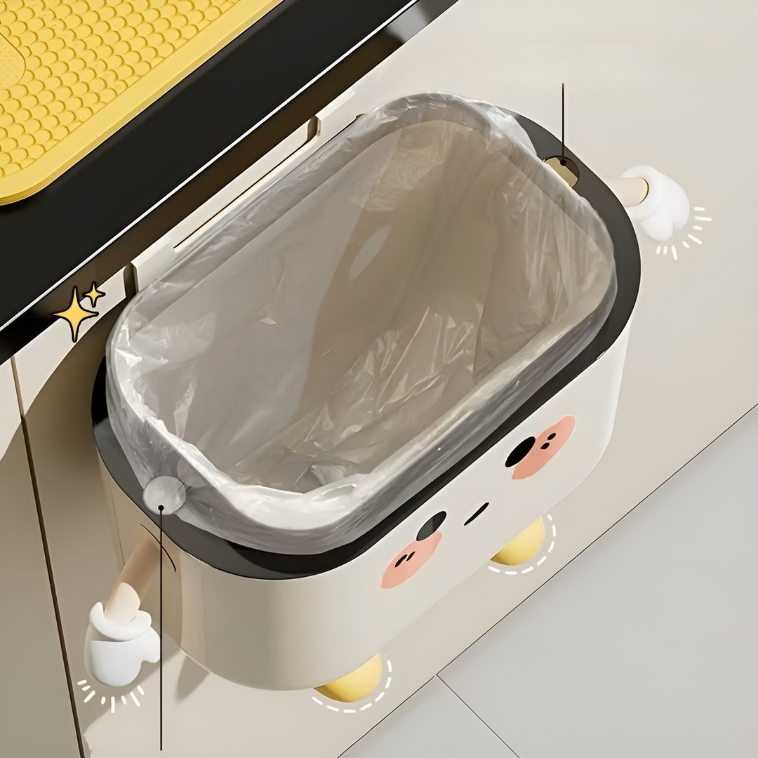 Hanging Trash Can – Modern and Space-Saving | With Lid for Kitchen and Bathroom | Bowlift