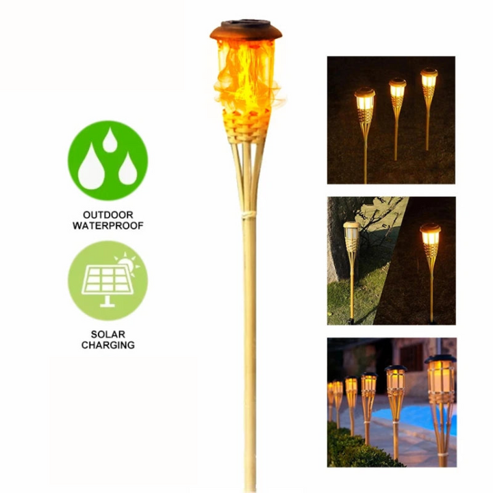 BowLift | Solar Torch 5-piece Set | Flame Look LED Garden Lights | Solar Powered | Decorative Light for Outdoor