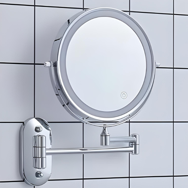 LED Magnifying Mirror | Rechargeable | Cosmetics & Bathroom | Chrome Silver Bowlift