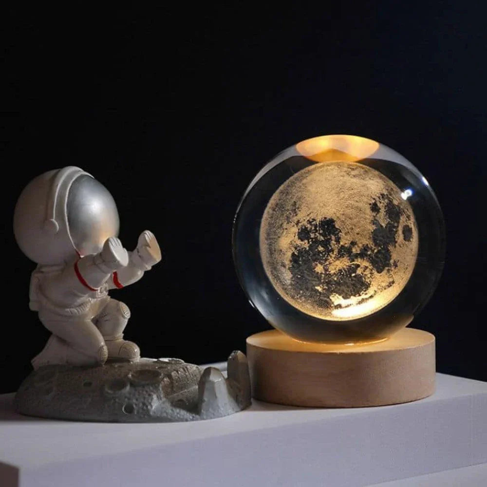 BowLift | Night Light Wooden Base Crystal Ball Lamp