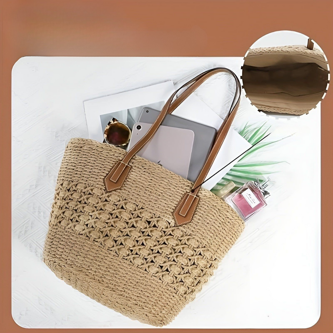 Straw beach bag – Large capacity & lightweight | Perfect for shopping and vacation | Bowlift