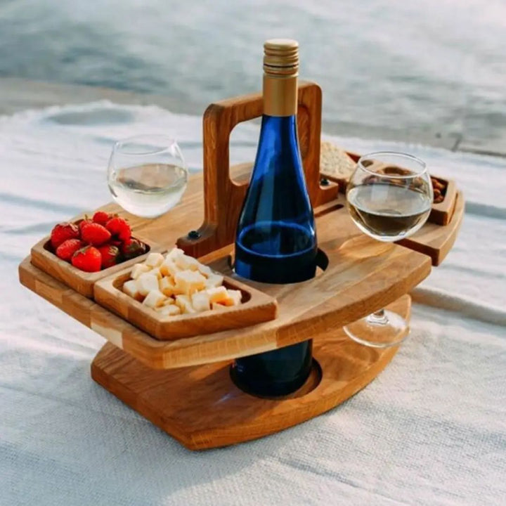 WineFold Table - Elegant Wooden Folding Table for Wine Bowlift