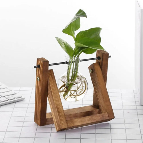 BowLift | Modern hydroponic pot with a wooden tray