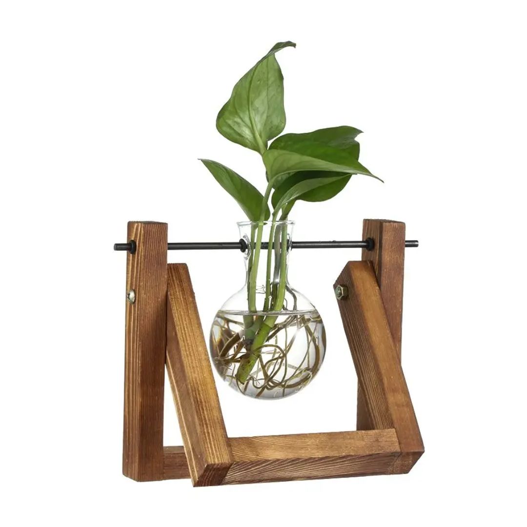 BowLift | Modern hydroponic pot with a wooden tray