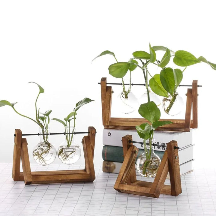 BowLift | Modern hydroponic pot with a wooden tray