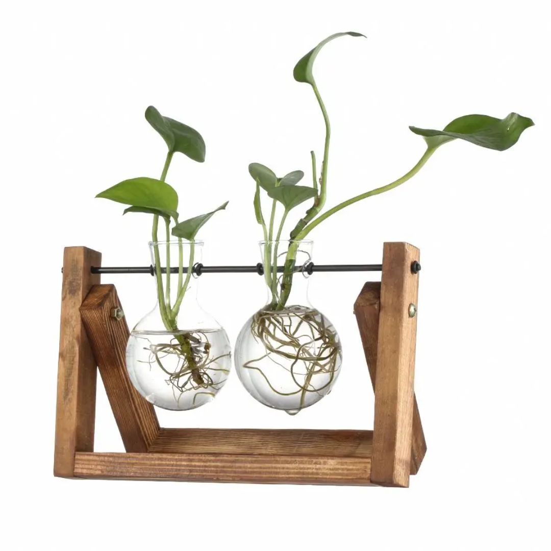 BowLift | Modern hydroponic pot with a wooden tray