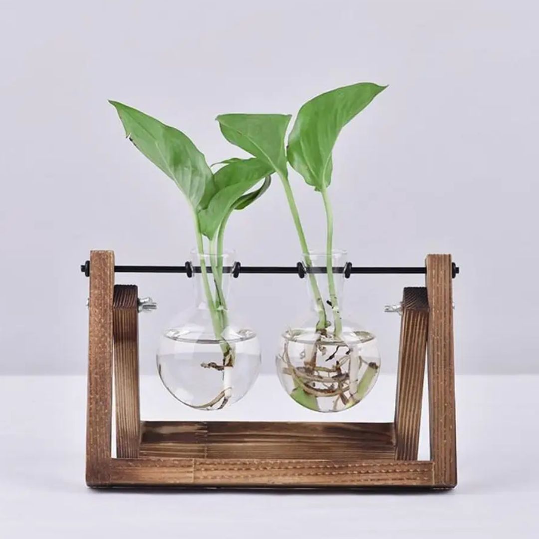 BowLift | Modern hydroponic pot with a wooden tray