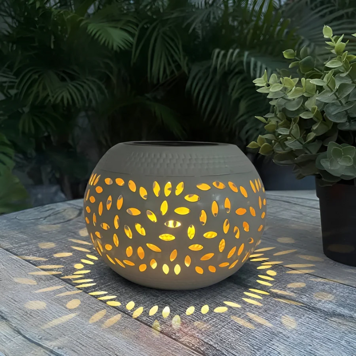 LumoPattern Solar Garden Lamp - Stylish Speckled Lighting Bowlift