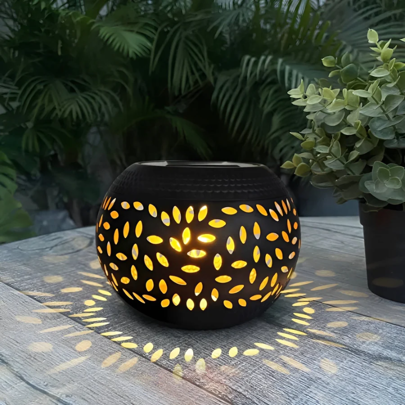 LumoPattern Solar Garden Lamp - Stylish Speckled Lighting Bowlift