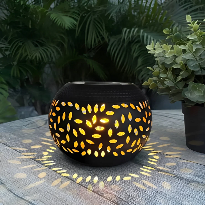 LumoPattern Solar Garden Lamp - Stylish Speckled Lighting Bowlift