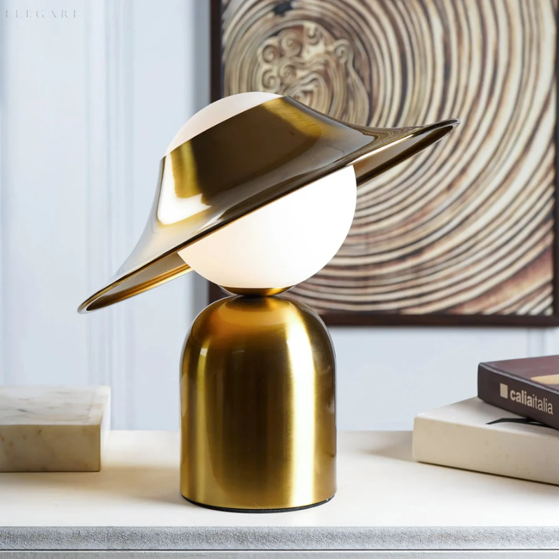 GoldAura Table Lamp - Elegant Golden Lighting for Home Bowlift
