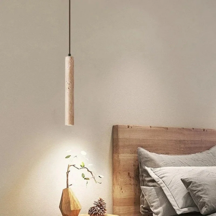 LumoLine – Wabi-Sabi Travertine LED Chandelier Bowlift