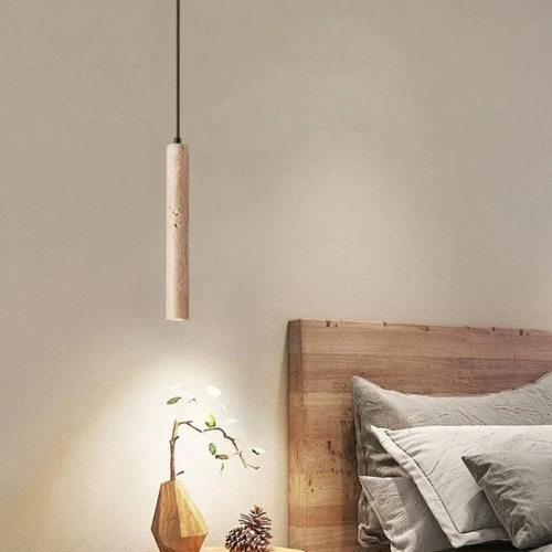 LumoLine – Wabi-Sabi Travertine LED Chandelier Bowlift