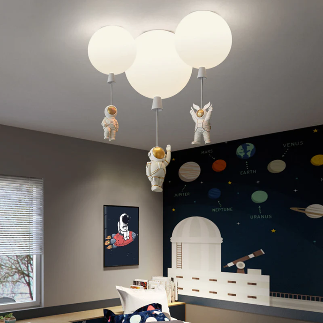 BowLift | Trendy Moon/Astronaut Kids Room LED Ceiling Lamp - CosmoGlow