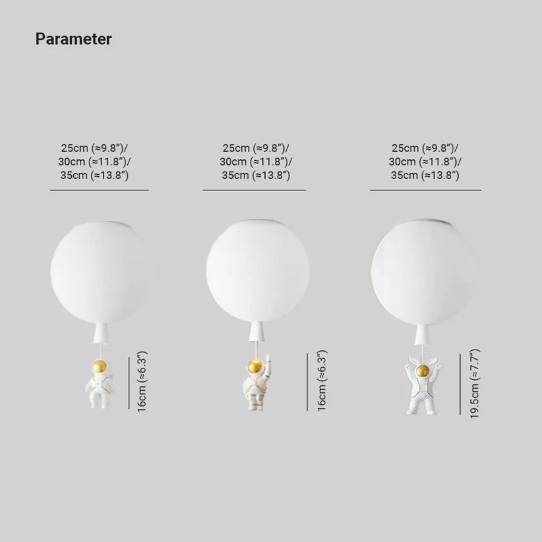 BowLift | Trendy Moon/Astronaut Kids Room LED Ceiling Lamp - CosmoGlow
