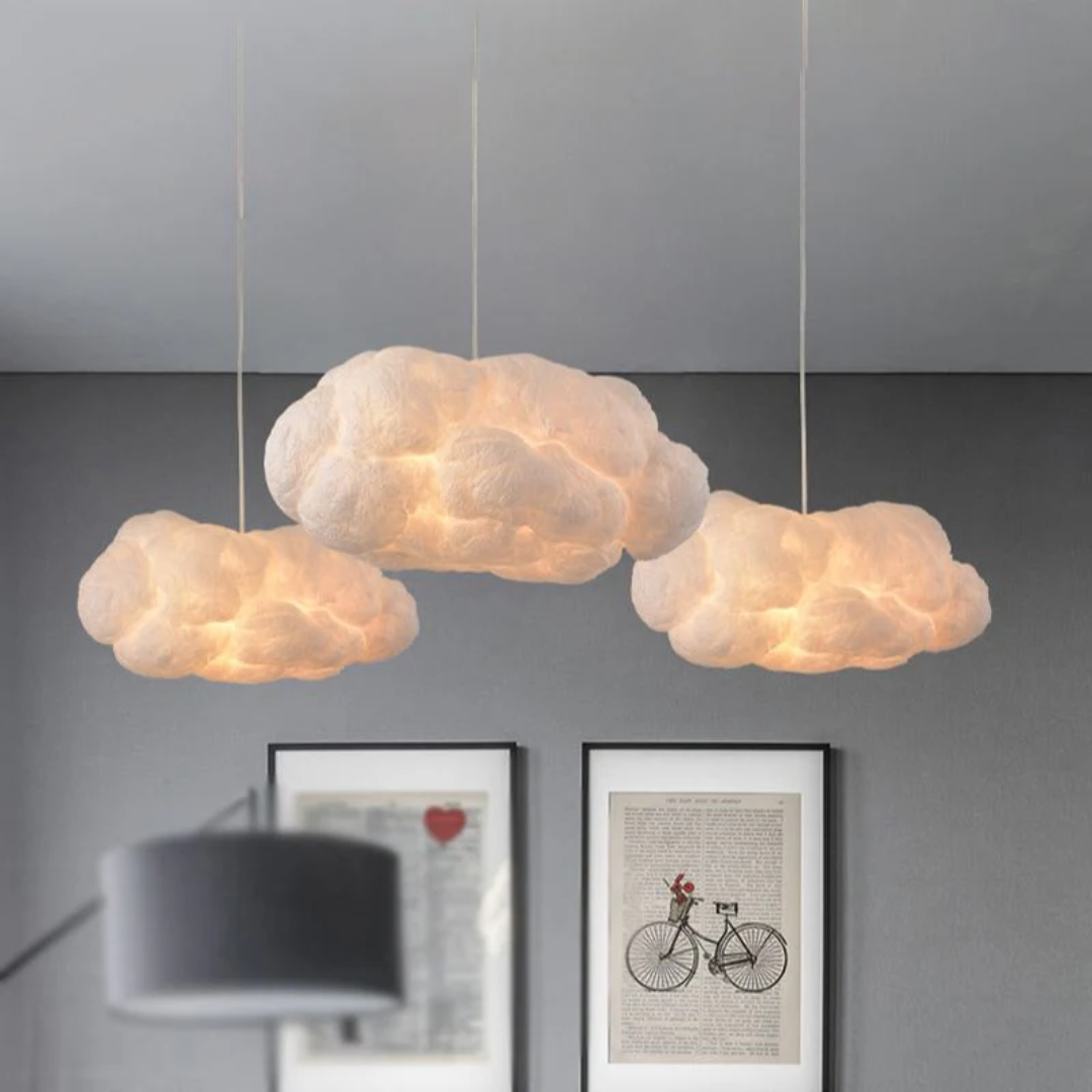 Designer Cloud LED Pendant Lamp White PVC/Cotton - Nimbus | Bowlift