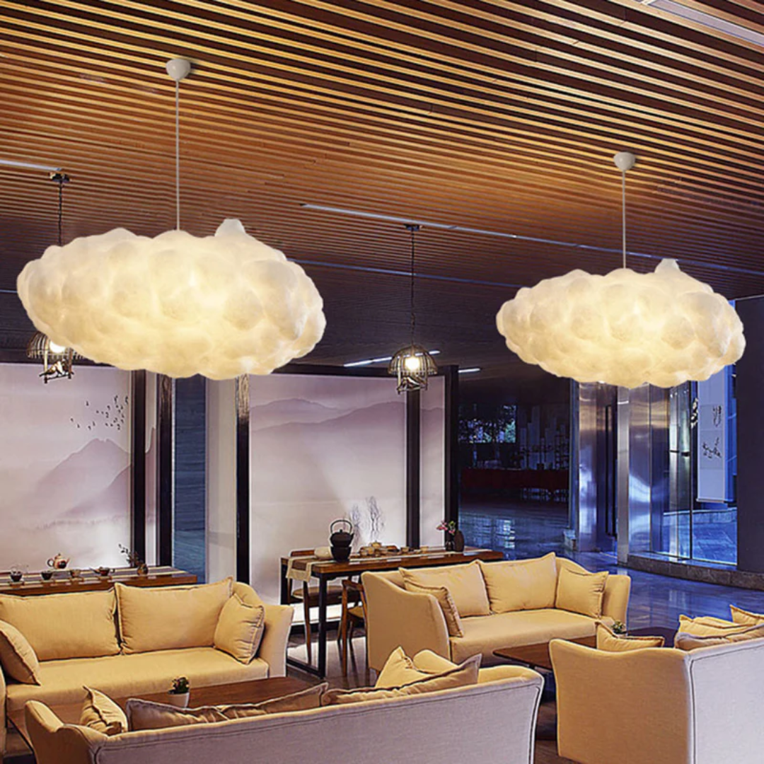 Designer Cloud LED Pendant Lamp White PVC/Cotton - Nimbus | Bowlift