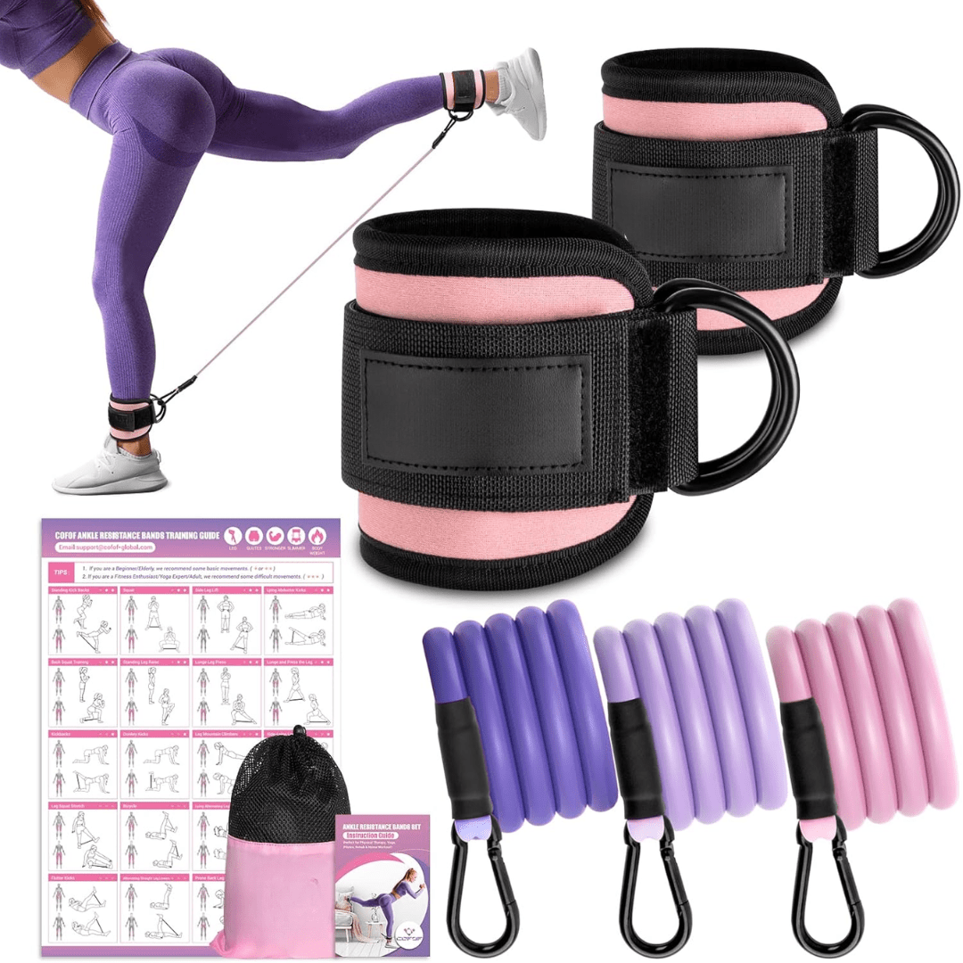 BowLift | resistance bands for buttocks & hips with ankle strap & training poster
