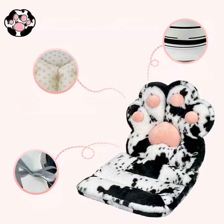 L-shaped cat paw cushion – cuddly and soft | Fluffy seat cushion for gaming chairs and sofas | Bowlift