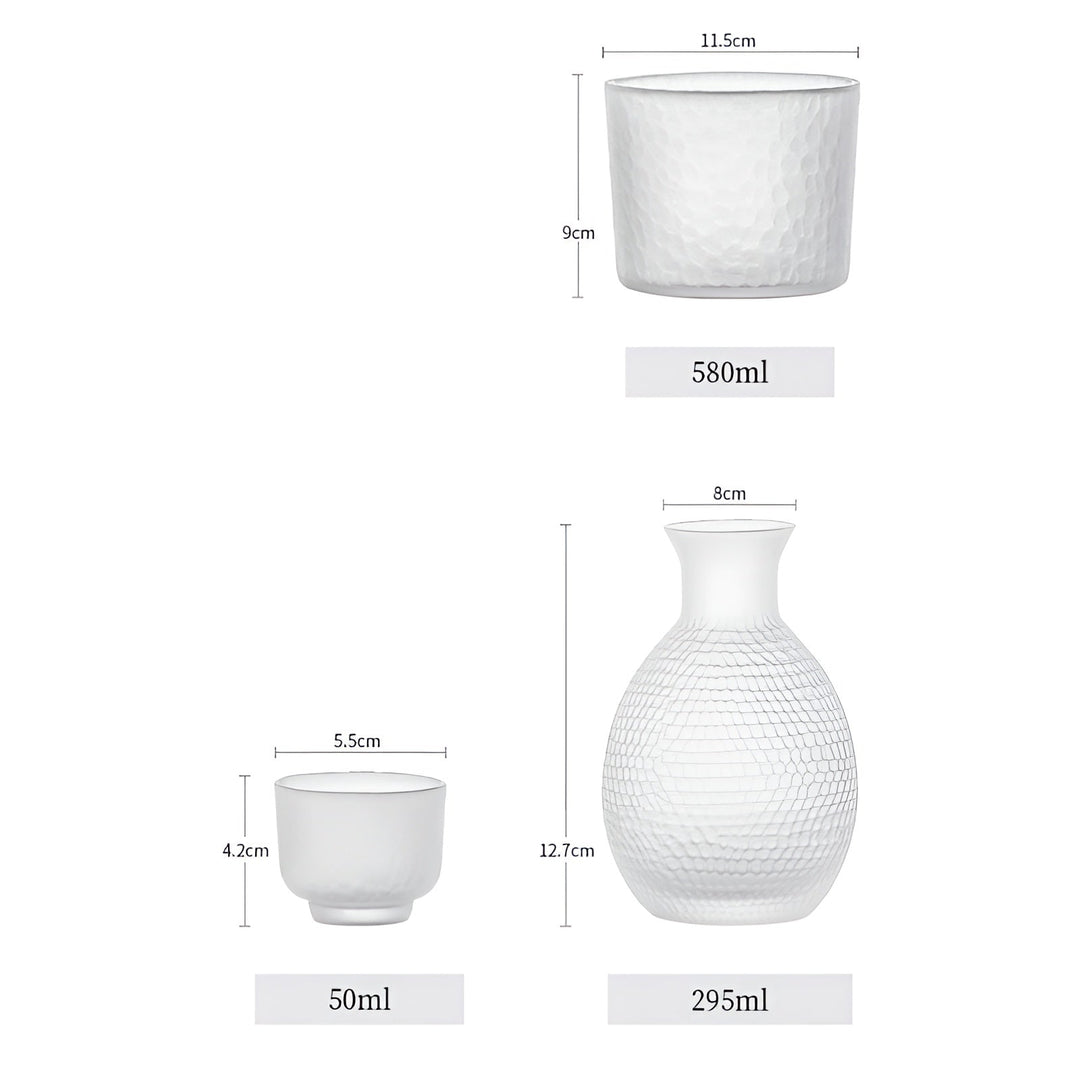 Japanese Sake Set made of glass – Elegant carafe with cups | Perfect for wine, whisky & liqueur | Bowlift