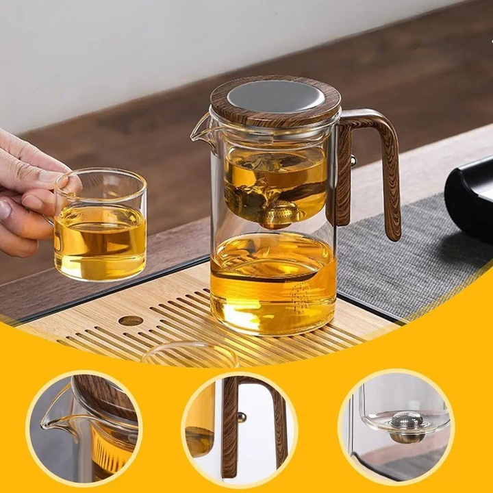 TranquilSip Teekanne – Magnetic Switch Filter Glass Teapot | Bowlift