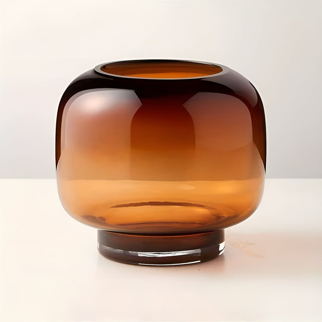 Glass Vase Hand Bowliftown – Minimalistic and Decorative | Transparent Design for Flowers, Hydroponics and Modern Living Spaces in Amber | Bowlift