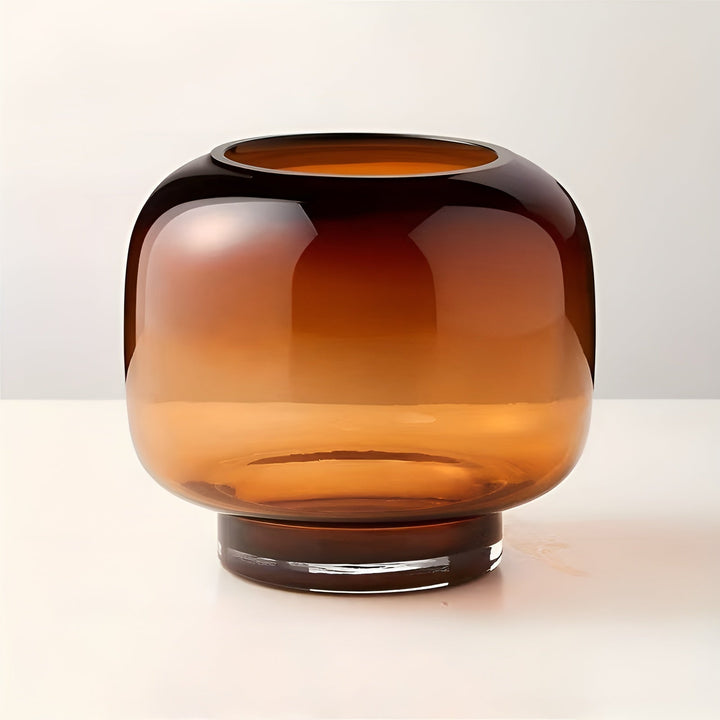 Glass Vase Hand Bowliftown – Minimalistic and Decorative | Transparent Design for Flowers, Hydroponics and Modern Living Spaces in Amber | Bowlift